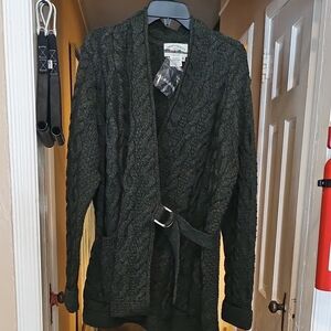 Aran Crafts Forest Green Merino Wool Cardigan